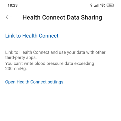 a screen shot of a health connect data sharing page